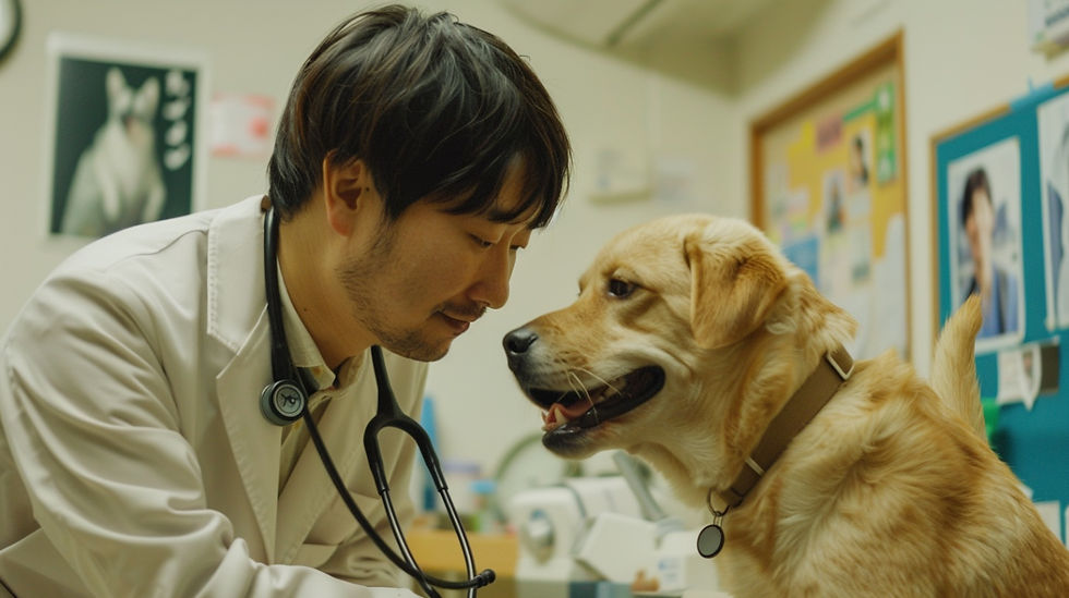 わんちゃんと獣医師