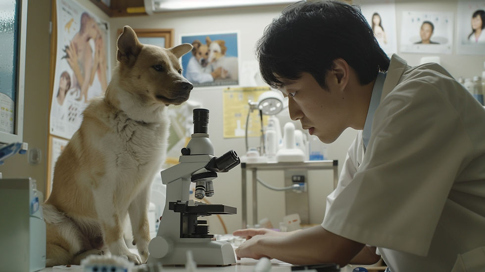 わんちゃんと獣医師