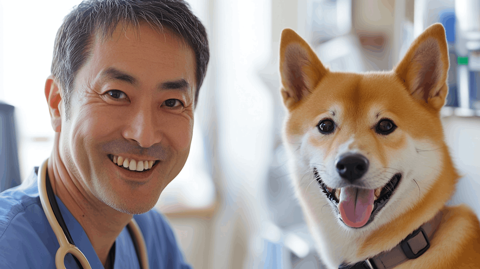 わんちゃんと獣医師