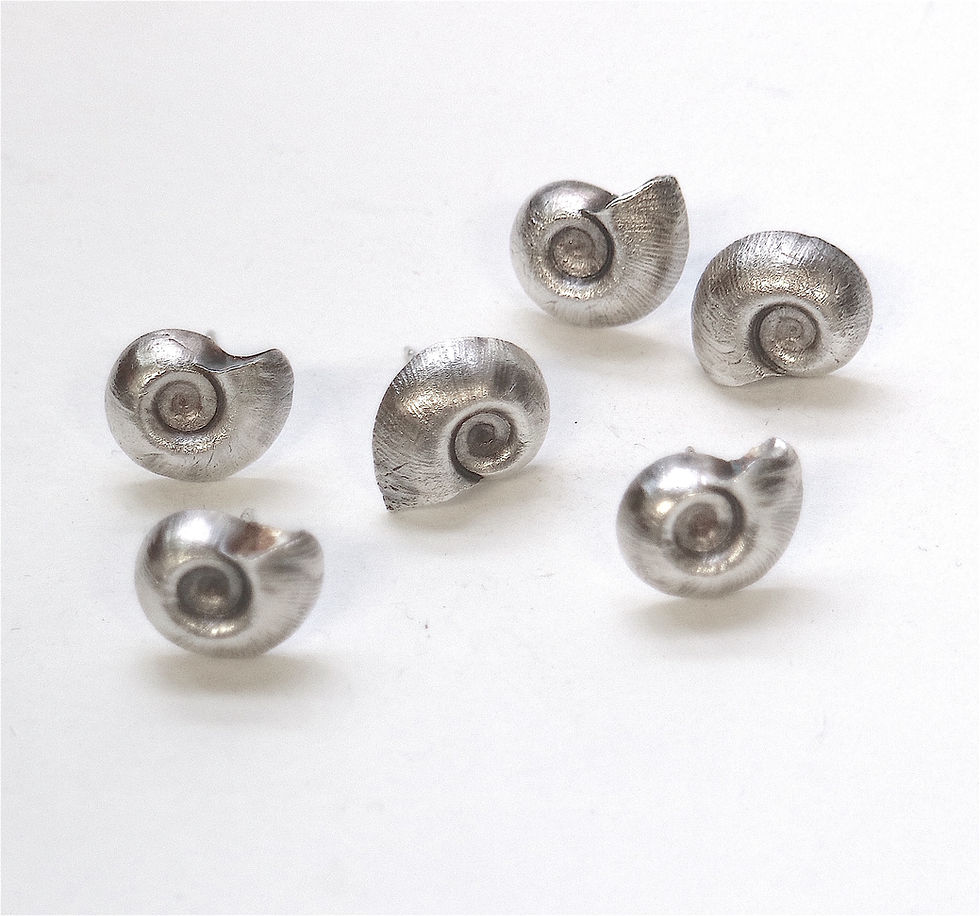 Thumbnail: Cluster of Silver Snail Earrings