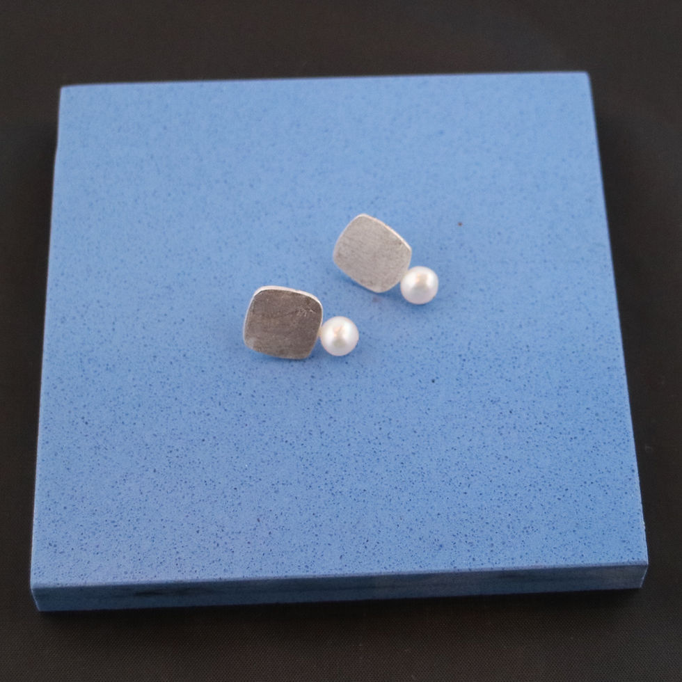 Thumbnail: Silver and Pearl Post Earrings