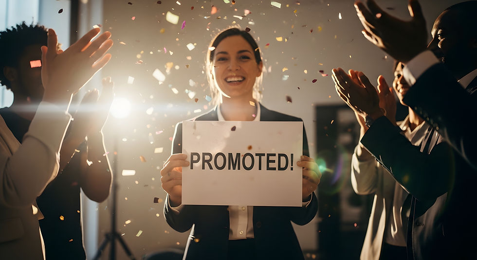 Newly promoted head of procurement celebrating with her team