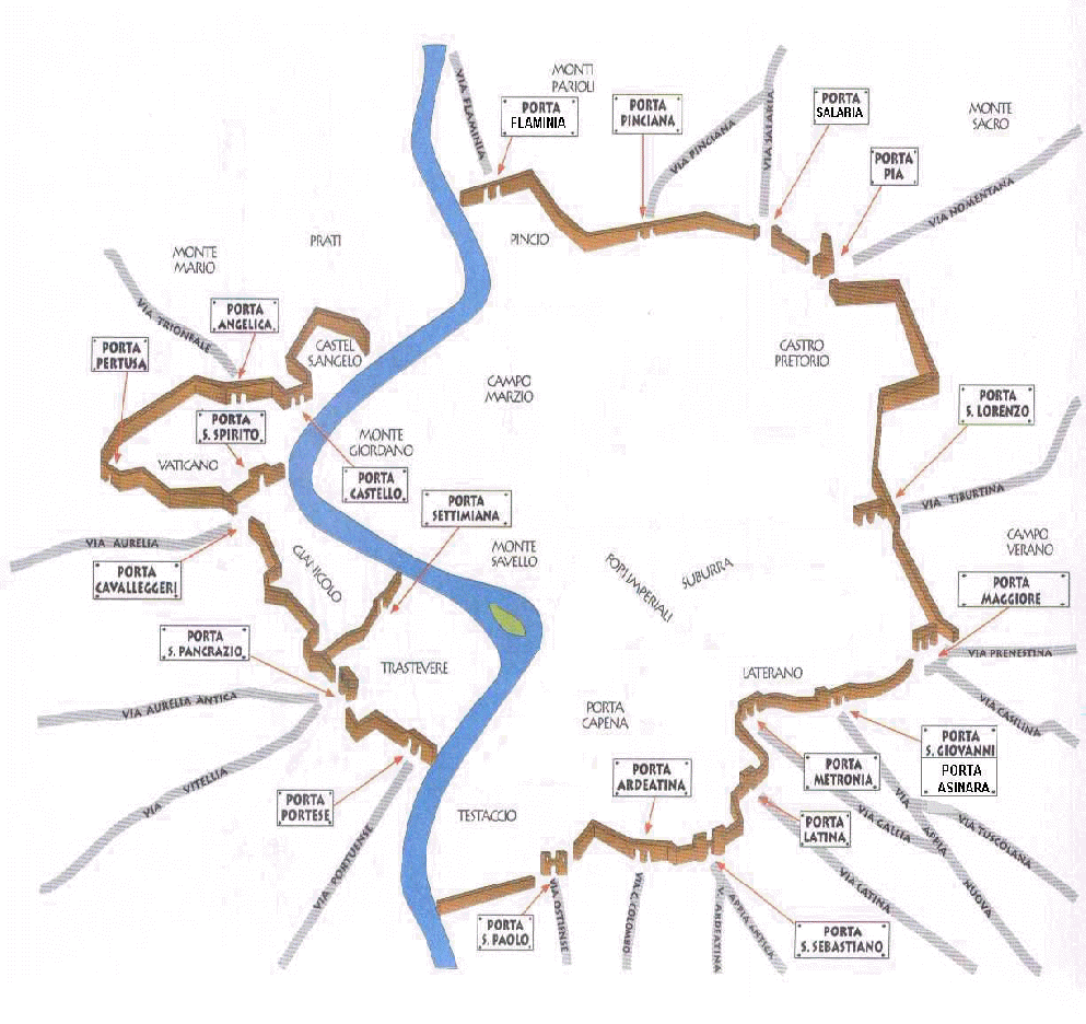 Mappa delle porte di Roma