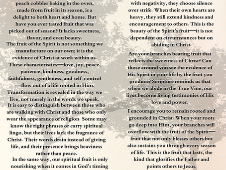 August Devotional: "Branches That Abide, Fruit That Remains"