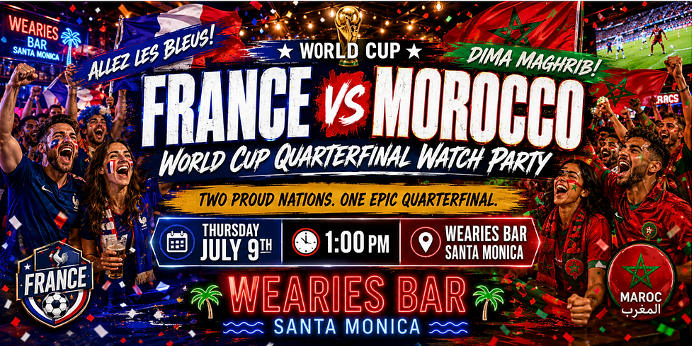 France vs Morocco Quarter Final World Cup Match Watch Party