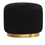 Thumbnail: Black Cotton Velvet Pleated Footstool with Gold Base