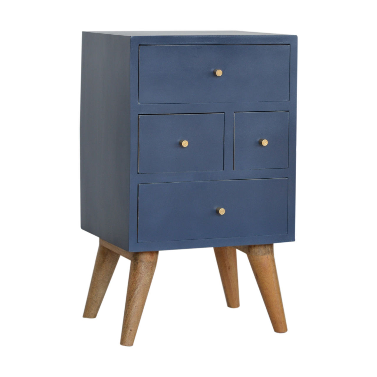 Dark Blue Painted Multi Drawer Bedside