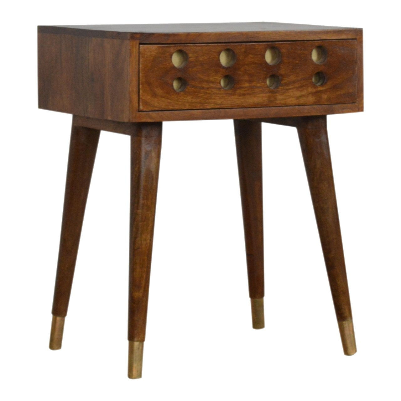 Chestnut Brass Inlay Cut Out Bedside