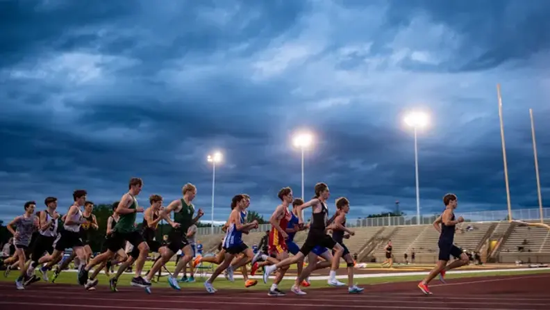 The start of an Indiana track meet