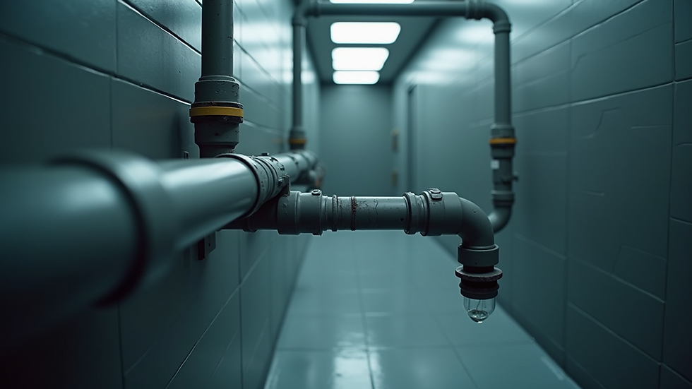 High angle view of a plumbing system during an inspection