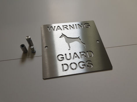 Doberman guard dog sign 175mm x 175mm, £19.99 without fixings £24.99 with fixings. Prices include delivery to UK addresses