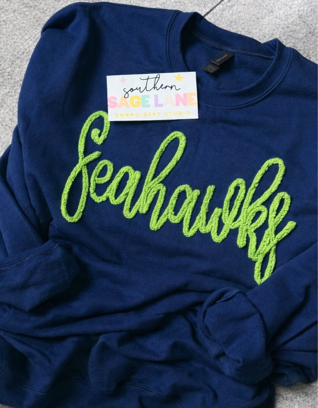 Seahawks Yarn Embroidered Sweatshirt