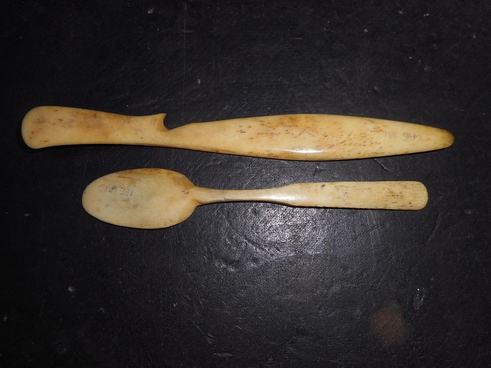 Thumbnail: Scrimshaw Walrus Spoon and knife/tool