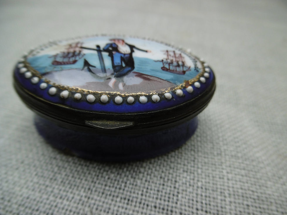 Thumbnail: 19th C Bilston ware enamel patch box