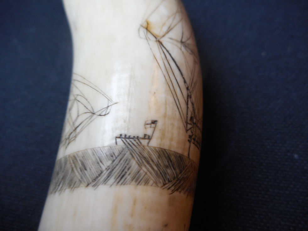 Thumbnail: No.354 - Scrimshaw whale tooth - three master
