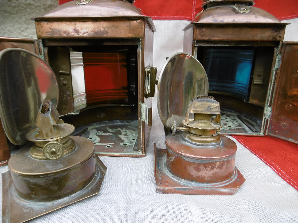 Thumbnail: Pair of copper Port and Starboard oil lights