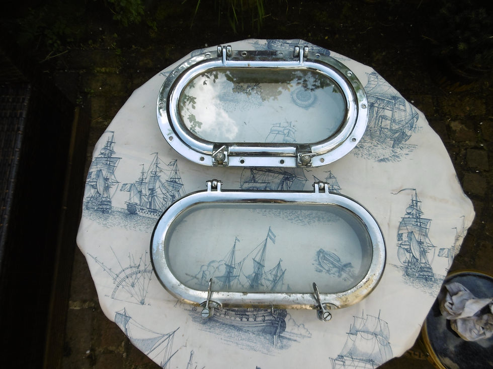 Oval Chrome on brass opening two dog portholes