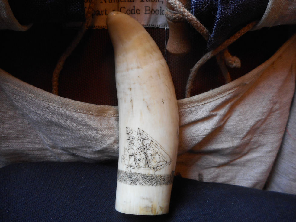 Thumbnail: No.354 - Scrimshaw whale tooth - three master