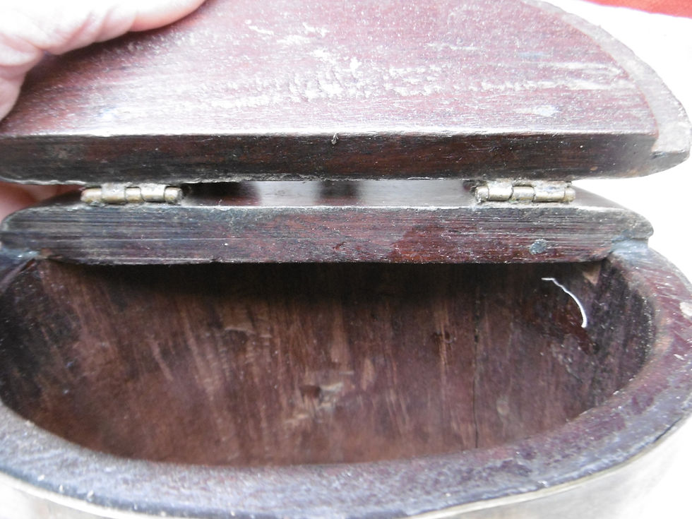 Thumbnail: Wooden and brass tobacco desk jar