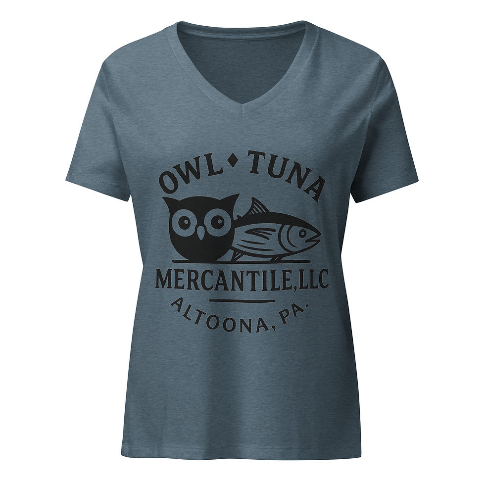 Thumbnail: Owl Tuna Emoji Women’s relaxed v-neck t-shirt