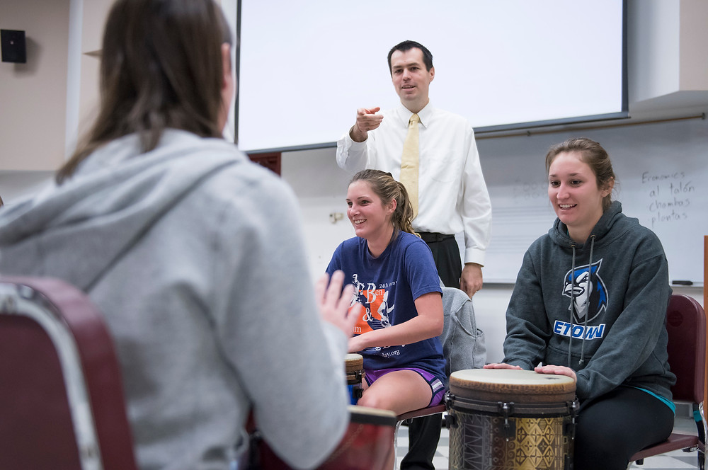 Dr. Shorner-Johnson teaching World Music Drumming