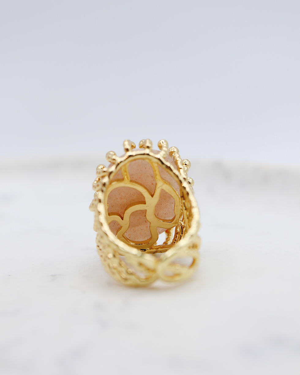 Thumbnail: Bague - acier inoxydable - Quartz rose