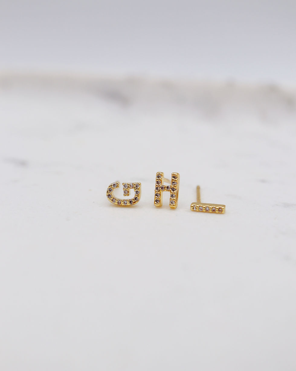 Miniature : Boucle d'oreille - Puce - Acier inoxydable - Lettre