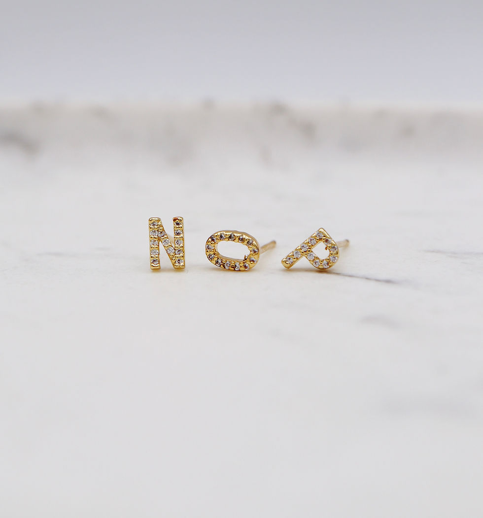 Miniature : Boucle d'oreille - Puce - Acier inoxydable - Lettre