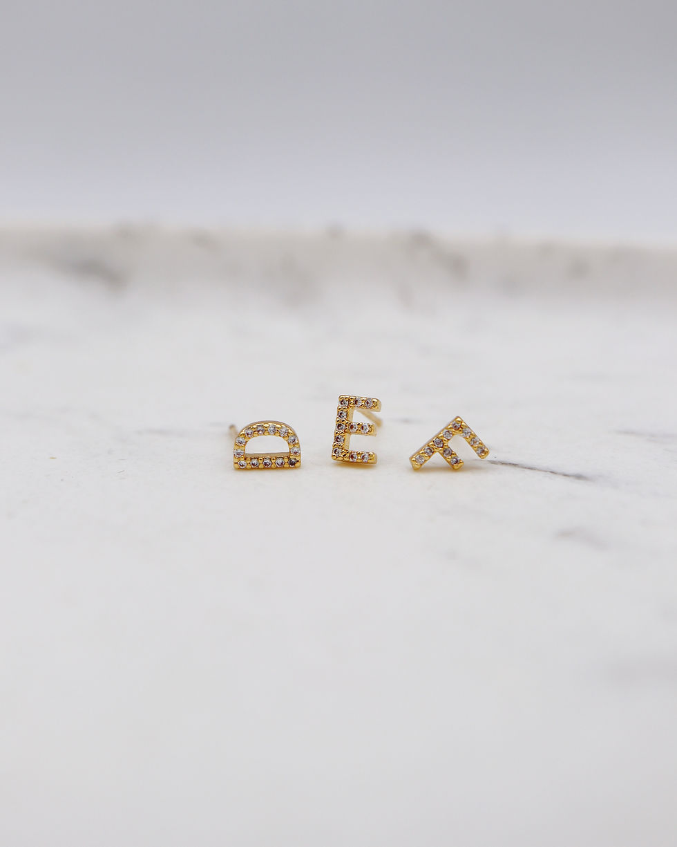 Miniature : Boucle d'oreille - Puce - Acier inoxydable - Lettre