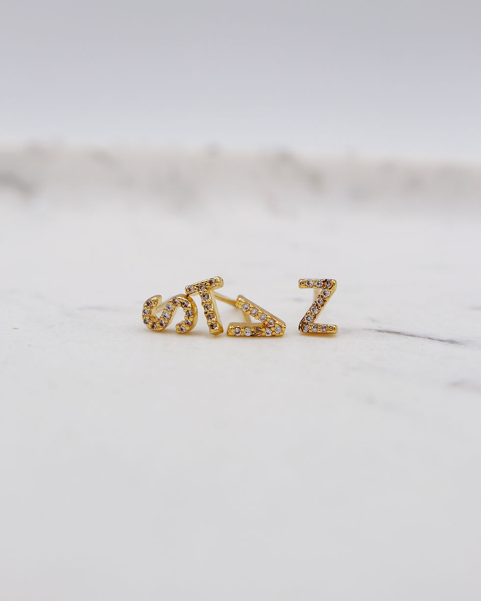 Miniature : Boucle d'oreille - Puce - Acier inoxydable - Lettre