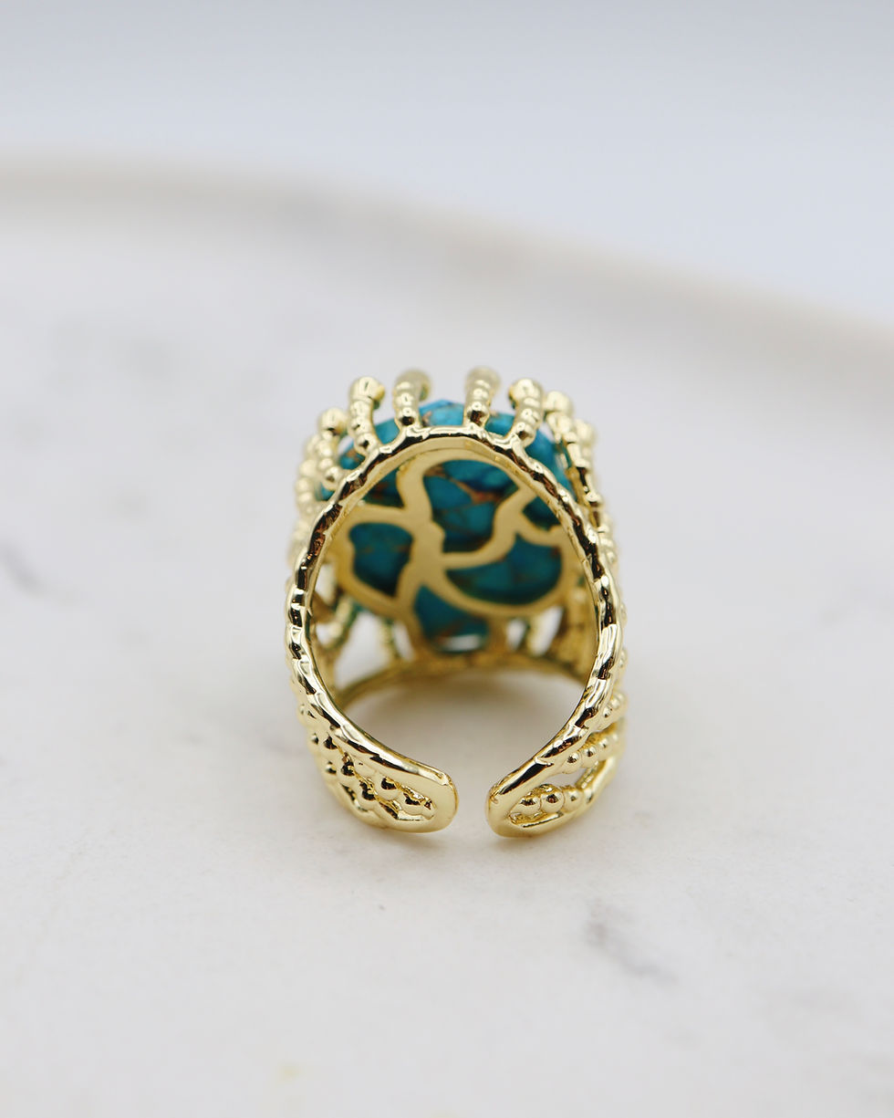 Thumbnail: Bague - acier inoxydable - Turquoise