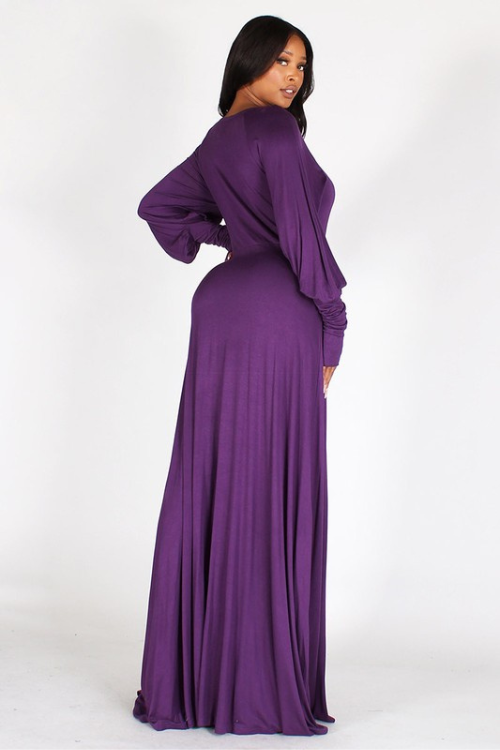Thumbnail: Purple Rain Bishop Sleeve Maxi Dress