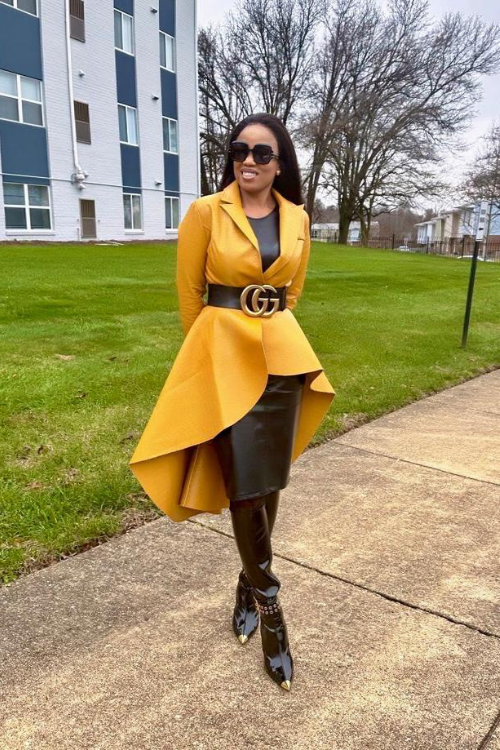 Thumbnail: FAUX LEATHER UNALANCED JACKET