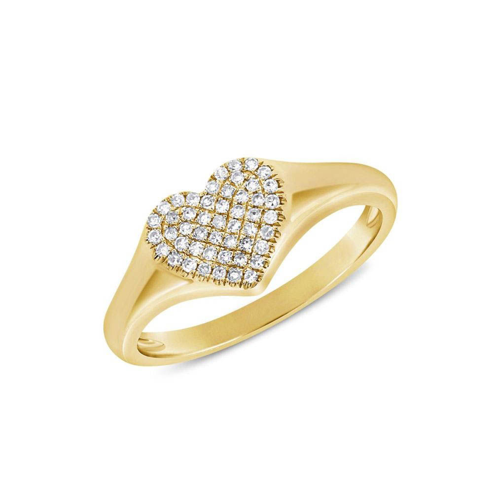 14k Yellow Gold Diamond Heart Ring