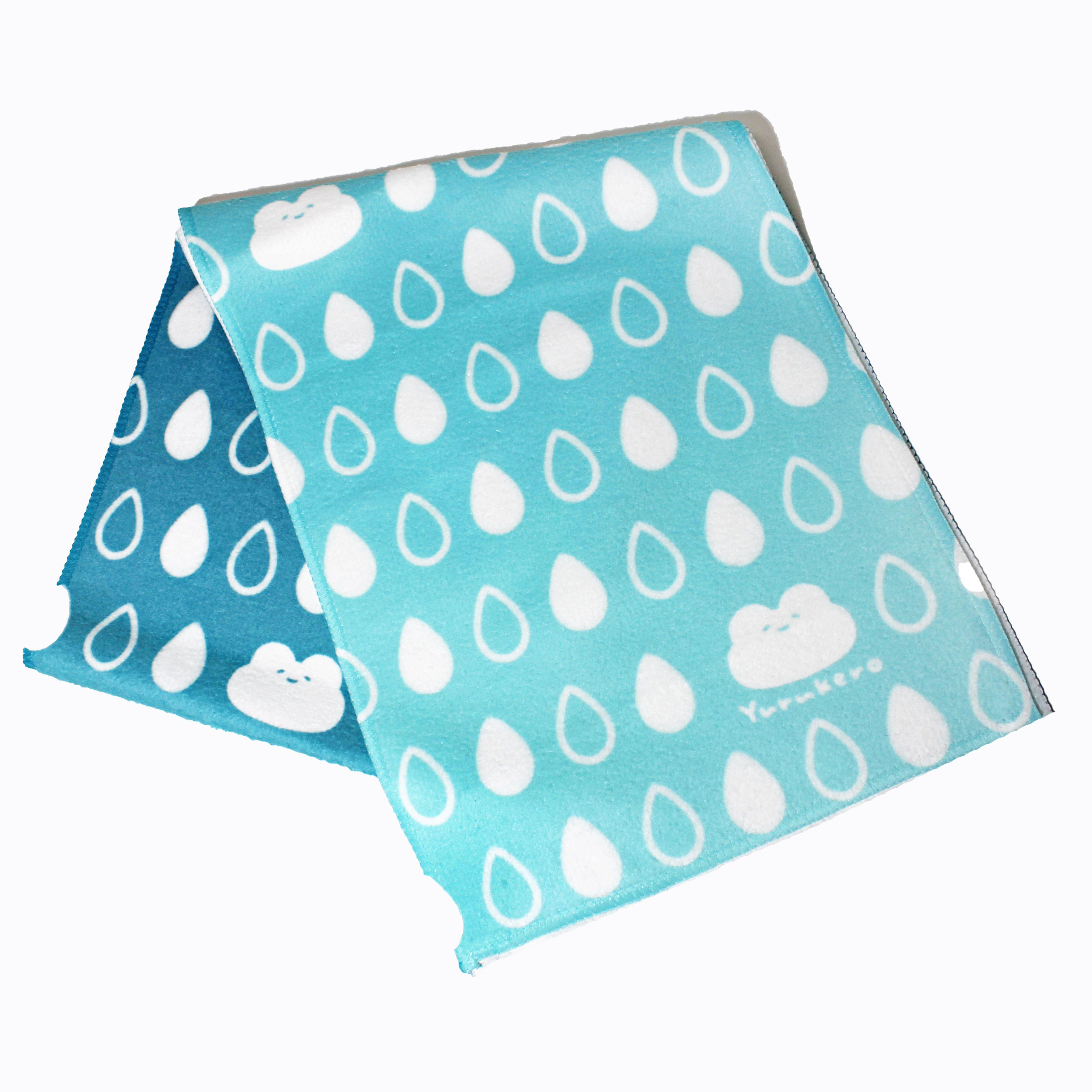 しずく柄フェイスタオル（青地）