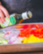 Olive oil before baking the veggies