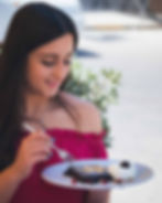 Enjoying brownies at Latini Restaurant