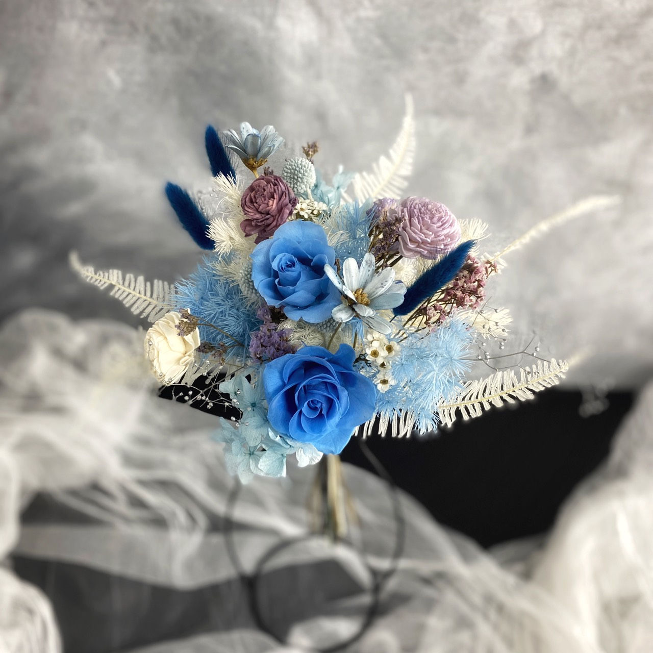 藍玫瑰捧花｜乾燥花永生花