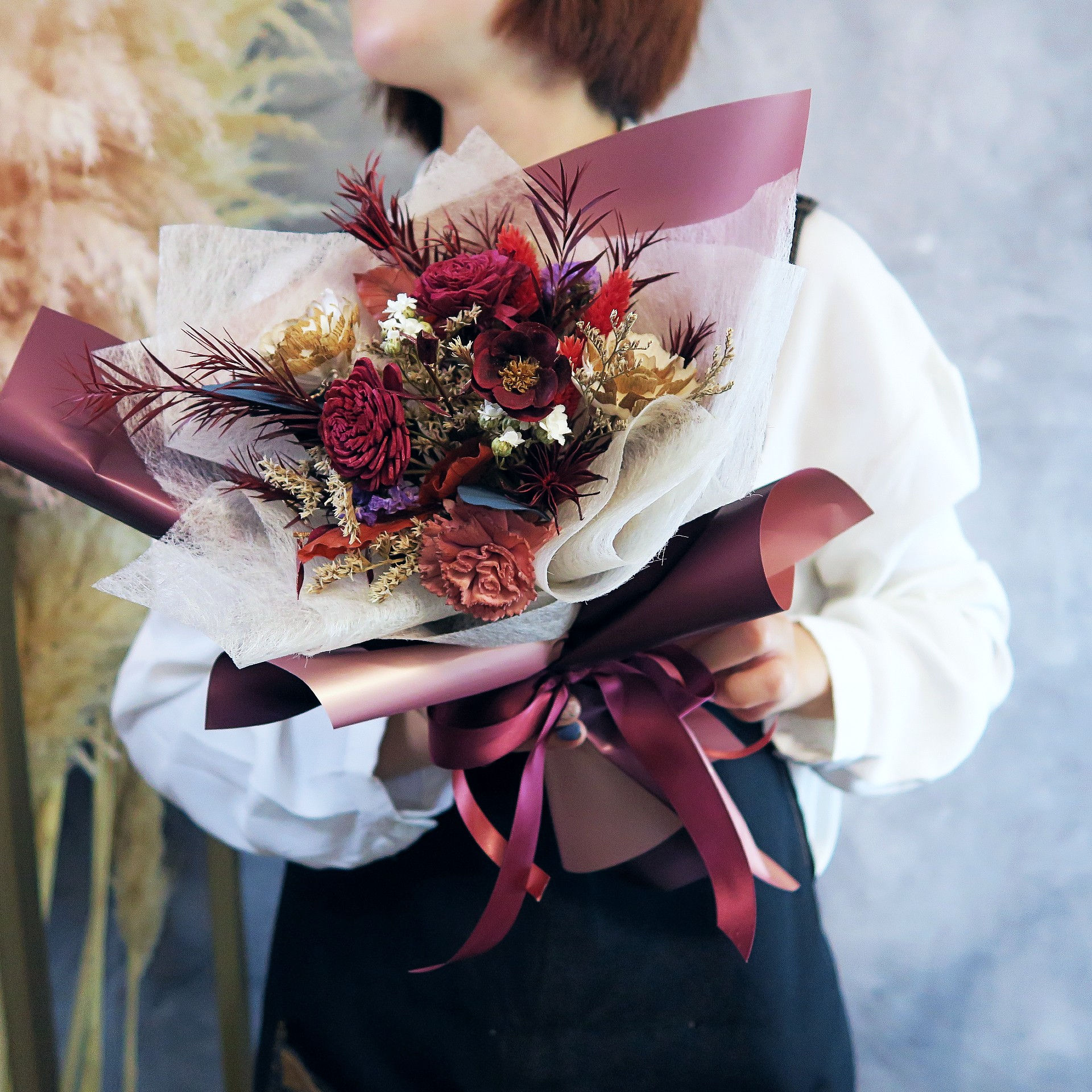 優雅女伶｜韓式乾燥花束