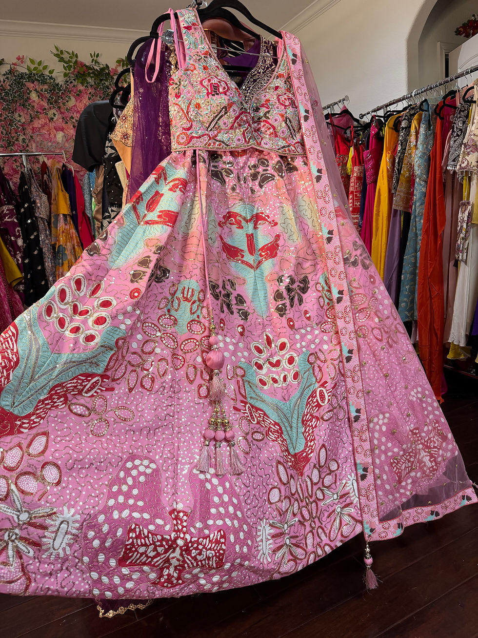 Thumbnail: Sequin Floral Lehenga Set