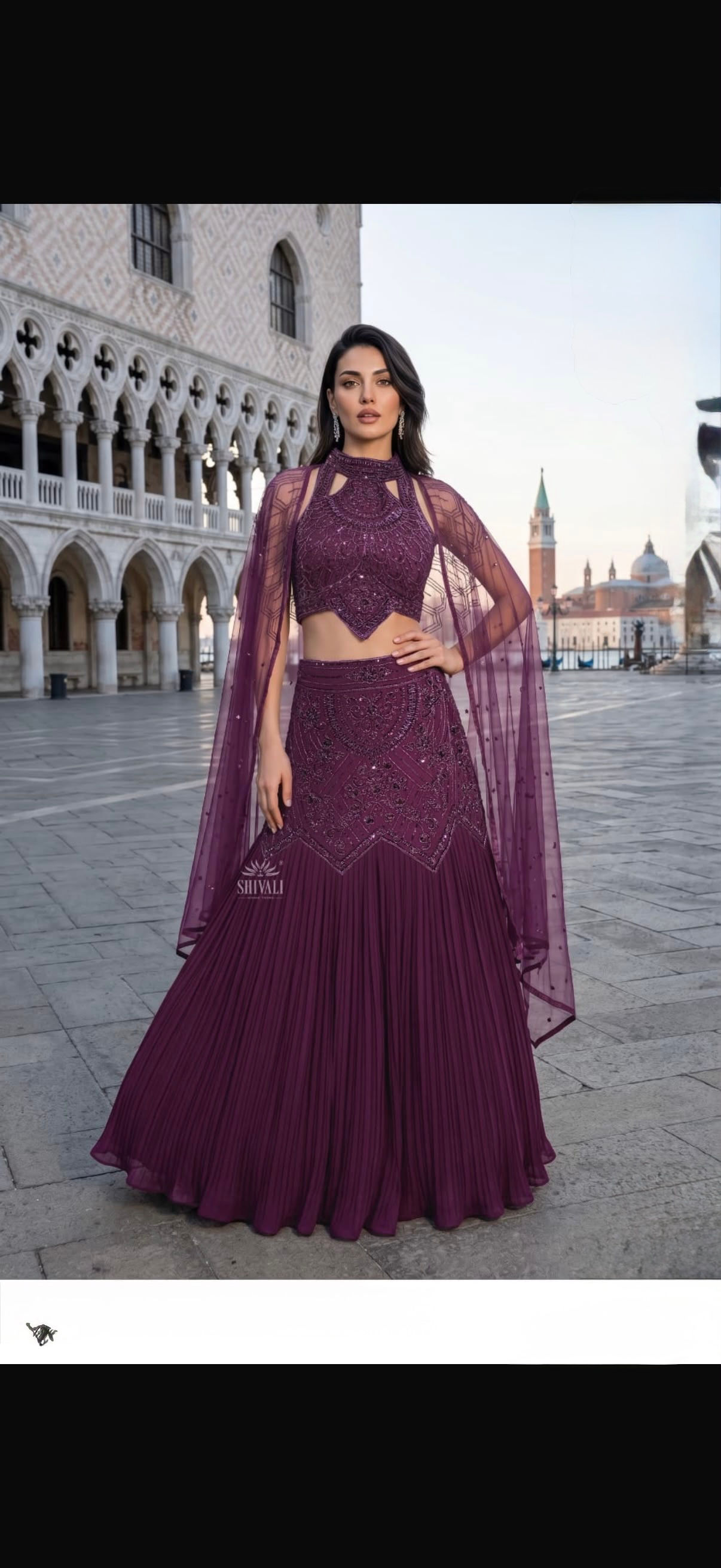Beaded Indowestern Skirt Crop Top