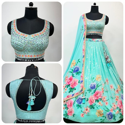 Sequin and Zari work Lehenga set Tassels By Renu