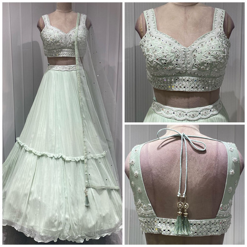 Embroidery and bead work Lehenga set Tassels By Renu
