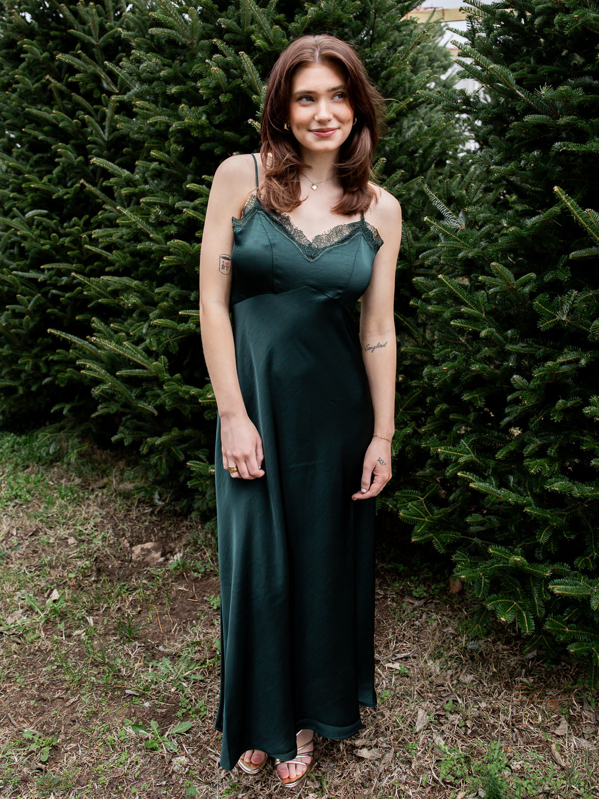 green dress front view