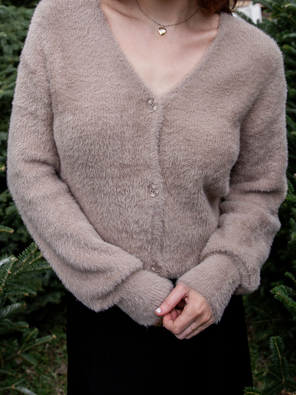 brown cardigan detail view