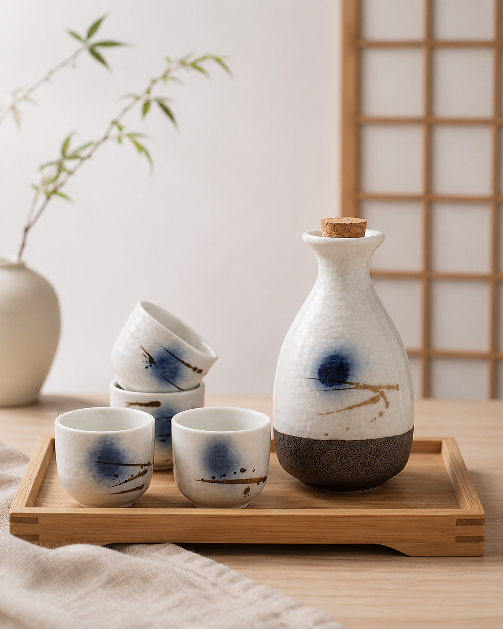 Miniatura: Conjunto Decorativo Japonês em Cerâmica