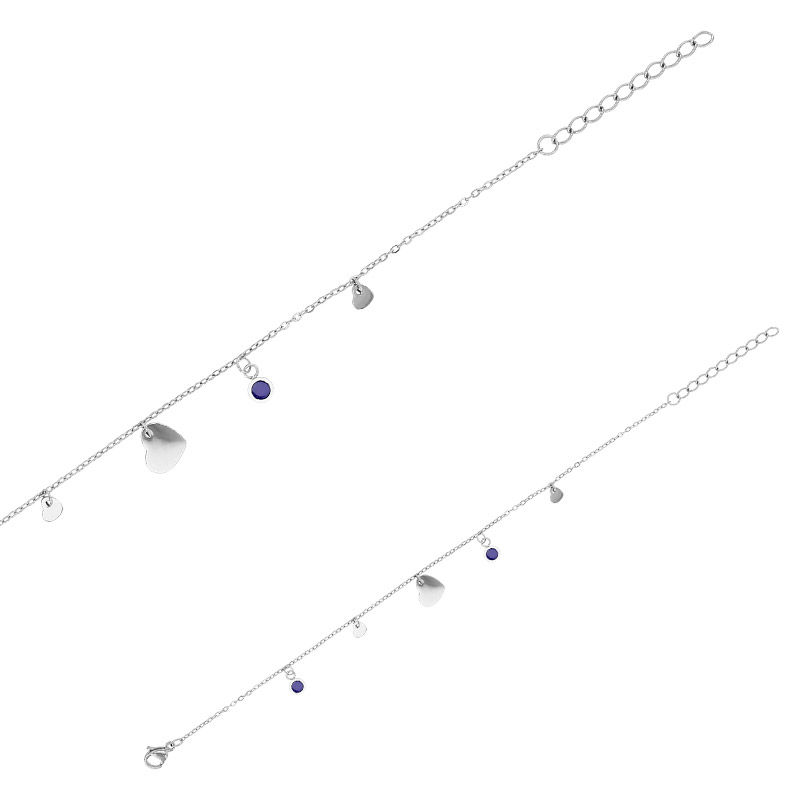 Bracelets femme acier inoxydable - coeur et résine bleue.