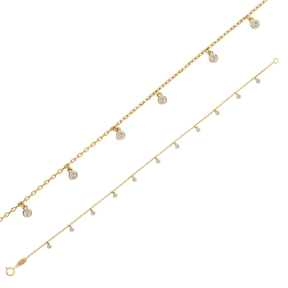 Bracelets OR 750/1000 - 18 carats, pampilles oxydes de zirconium.