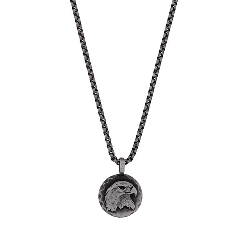 Collier homme acier inoxydable - aigle, acier inoxydable vieilli.