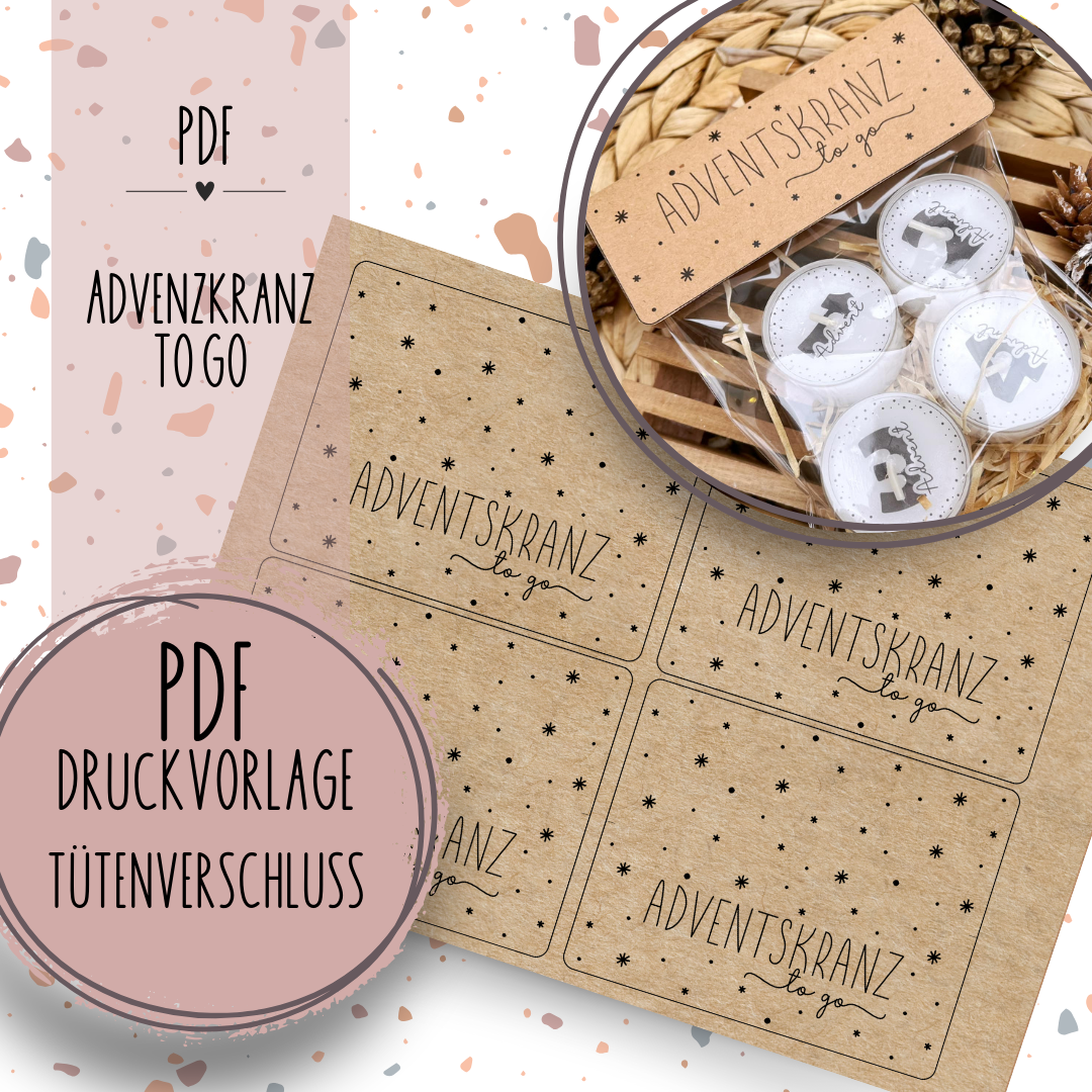 Druckvorlage Tütenverschluss "Adventskranz to go"